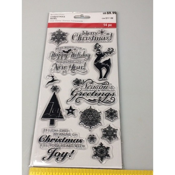 Christmas Acrylic Stamp Seasons greetings Happy New Year Noel holiday cards - Picture 5 of 5